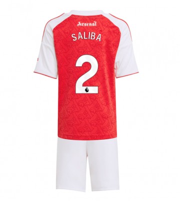 Lacne Dětský Futbalové dres Arsenal William Saliba #2 2025-26 Krátky Rukáv - Domáci (+ trenírky)